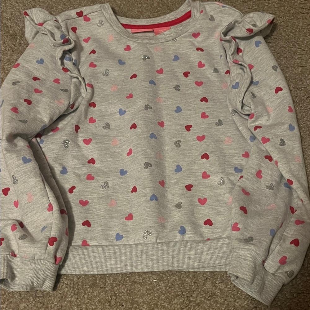 Isaac Mizrahi Gray Heart Print Kids Sweatshirt (7/8)